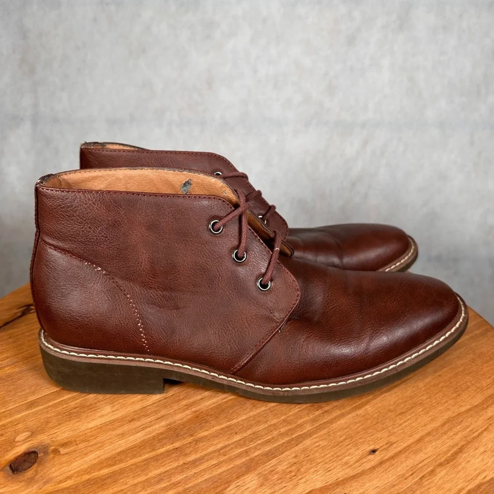 Guess Joey Chukka Boots Mens 9 Brown Good Faux Leather Lace Up Ankle GMJOEYS-R